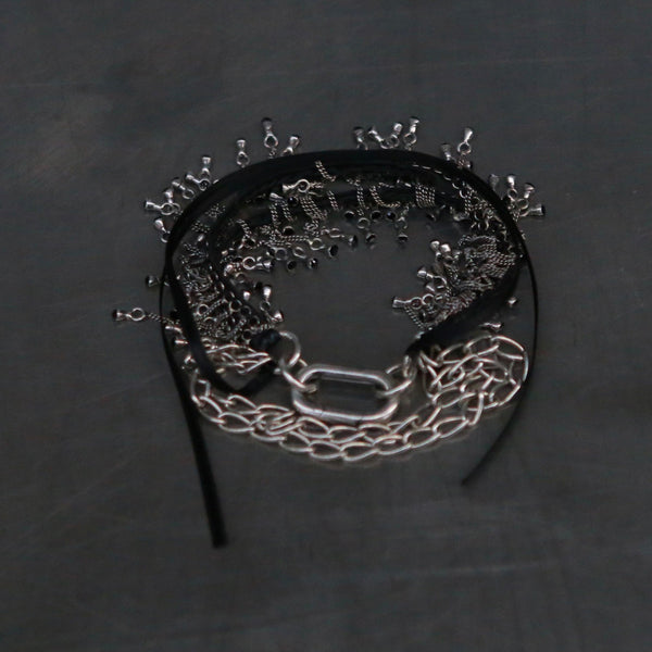 GOTI Kangaroo leather zircon bracelet 925 silver Italy GT-BR1238-0